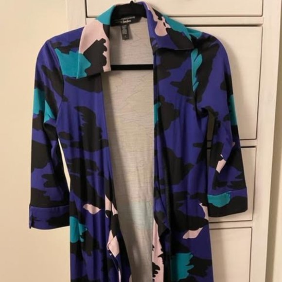 Chic DVF / Diana von Furstenberg Wrap Dress | blue/teal/black print | Size 4 - Picture 1 of 3